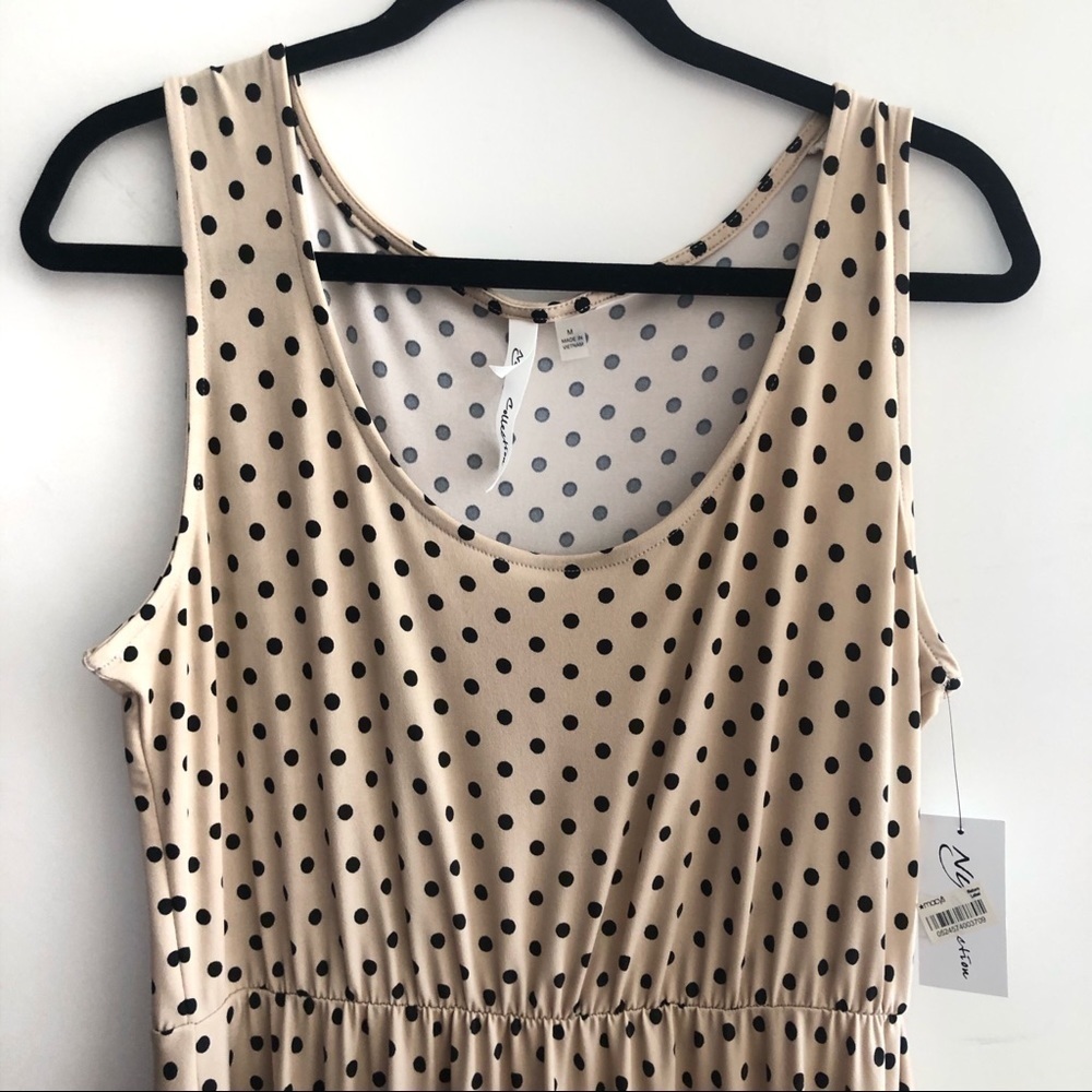 NWT NY collection tan dress with black polkadots - Picture 2 of 8